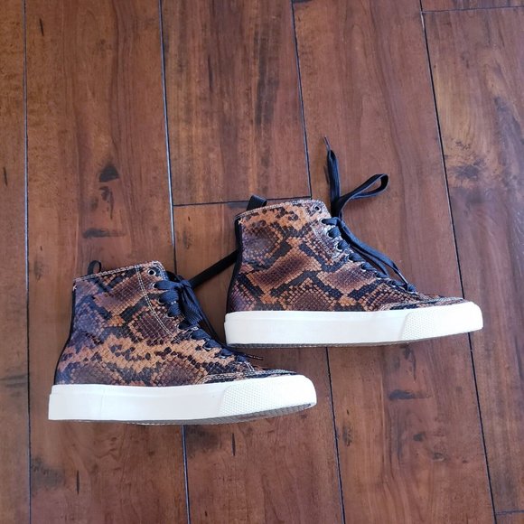 Rag & Bone High Top Snake Printed Leather Sneakers - Sz 38.5 (8.5) - Picture 15 of 16